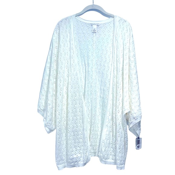 Sarah Spencer Sweaters - NWT Sarah Spencer Ramie Cotton Crochet Beach Cover-Up Cardigan 2X